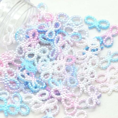 11*19mm 100pcs Flatback Unicorn Color Pearl Bowknots|Home Crafting Pearl Bows|Party Decoration Pearl Bowknots|Slime Fillers