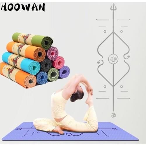 183*61cm Yoga Mat with Position Line 6mm Exercise Mat for Fitness Anti Slip TPE Massage Pad