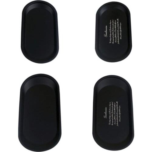 2 Sizes Oval Metal Tray Desktop Organizer Decoration Kitchen Food Storage Plates Black Stainless Steel Small Ornaments Organizer