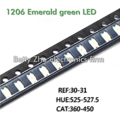 3000PCS/LOT 1206 Emerald green SMD LED bright green light-emitting diodes 3216