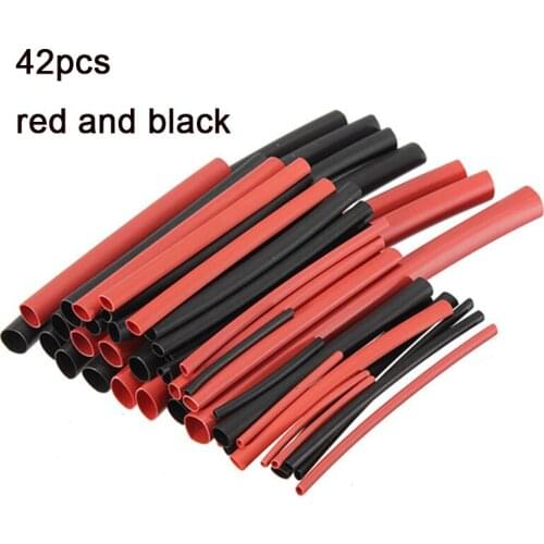 42PCS Black and red 2:1 Assortment Heat Shrink Tubing Tube Car Cable Sleeving Wrap Wire Kit Useful Electric Tubings 7.28mm