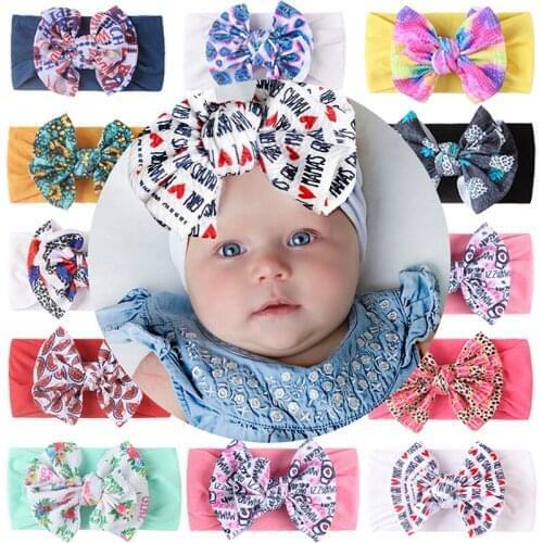 Baby Accessories Infant Baby Girl Cute Bow Headband Newborn Solid Headwear Headdress Nylon Elastic Hair Band Gifts Props