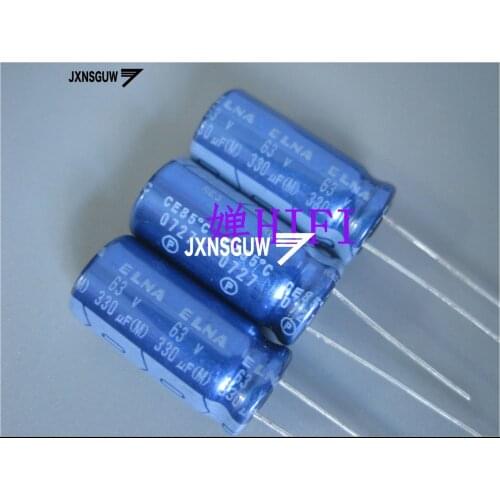 20PCS ELNA RE3 63V330UF 10X20MM blue robe audio Aluminum electrolytic capacitors 330uF/63V 85 degrees 330UF 63V