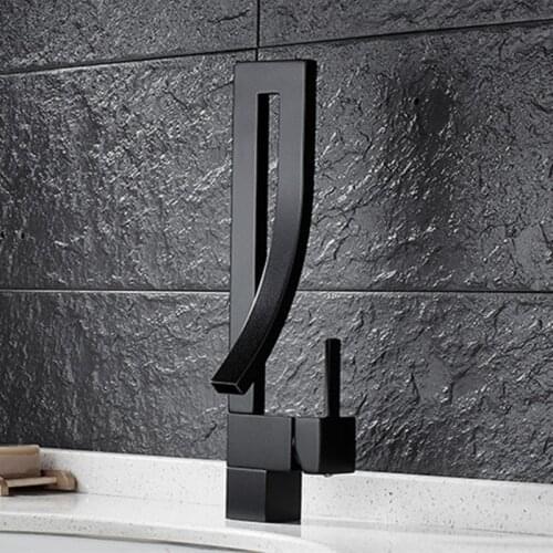 Free Shipping New design solid brass bronze kitchen faucet with single handle black bathroom basin sink faucets