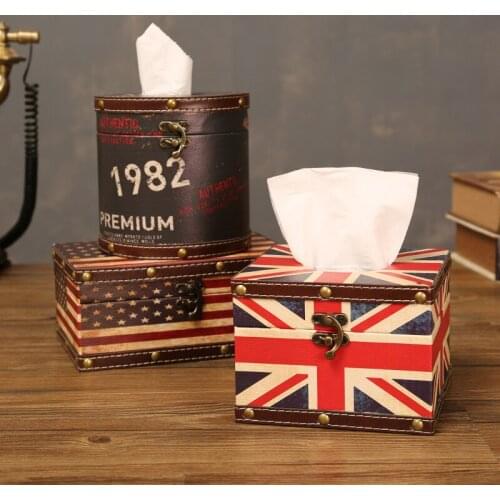 Household retro tissue box living room car home drawer toilet sanitary paper box dining room restaurant roll paper container