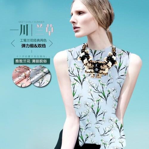 CNUM SP869 Pure Silk/ Orchid Grass /Silk Fabric 93% Silk 7% Spandex Elastic/ Width 1.29yd Thickness 19mm/ Unit: meter