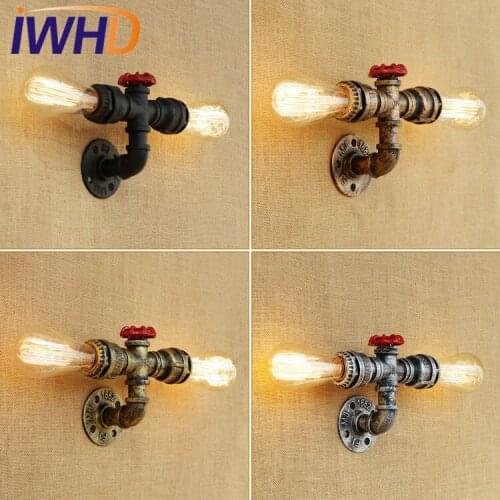 IWHD Loft Style Water Pipe Lamp Industrial Edison Wall Sconce Antique Vintage Wall Light Fixtures Indoor Lighting Lamparas