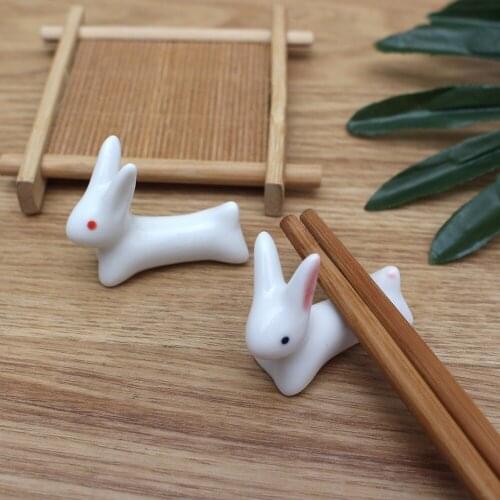 1 Pc Cute Rabbit Design Ceramic Chopsticks Holders Practical Chopsticks Holder Stand Creative Home Kitchen Tableware