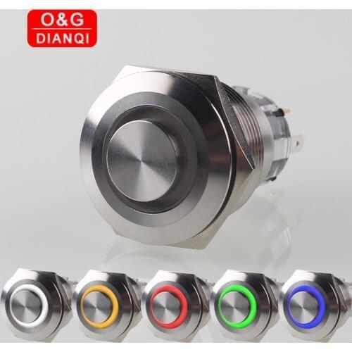 Illuminate 22mm High Head Push Button Switch Momentary Self locking Button Switch Metal Waterproof Push Switch with Ring Led