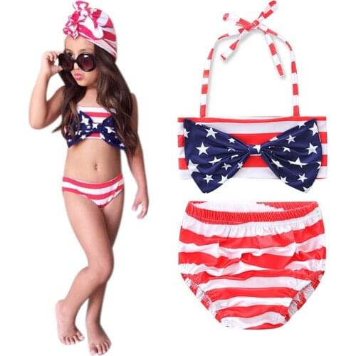 Infant Baby Girl Kids Bikini Set Floral Print Swimsuit Swimwear Bathing Suit Bikini Clothes Outfit Costume maillot de bain C0931