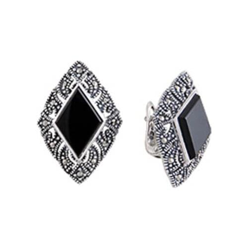 KUTAYDAN Marcasite Stone Earrings 925 Sterling Silver