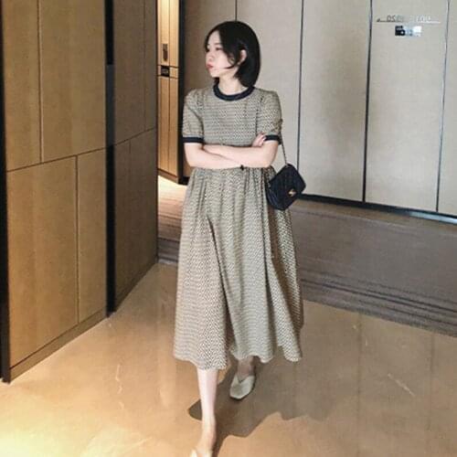 Summer Korean Fashion Chic Printed Maternity Nursing Dress A Line Slim Feeding Clothes for Pregnant Women Pregnancy