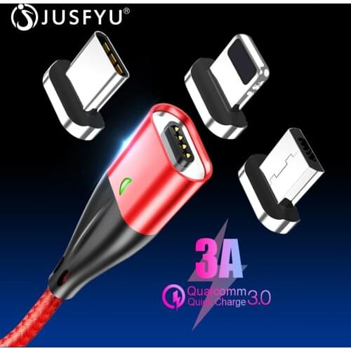 Mobile Phone 3A Magnetic Cable Charger 1m Micro USB Cable Type C Plug for iPhone x xs xr Samsung S8 S9 Huawei Fast Charging 3.0
