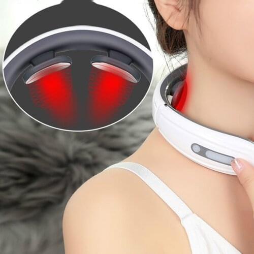 Neck Massager Electric Shock Relaxation Relief Neck Shoulder Pain 6 Modes Control Low Frequency Adjustable Vertebra Health Care