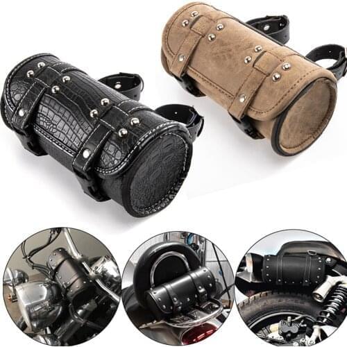 Motorcycle Bag Saddlebags PU Leather Front Fork Tail Tool Bag Luggage For Harley Chopper Bobber Cruiser Sportster XL 883 1200