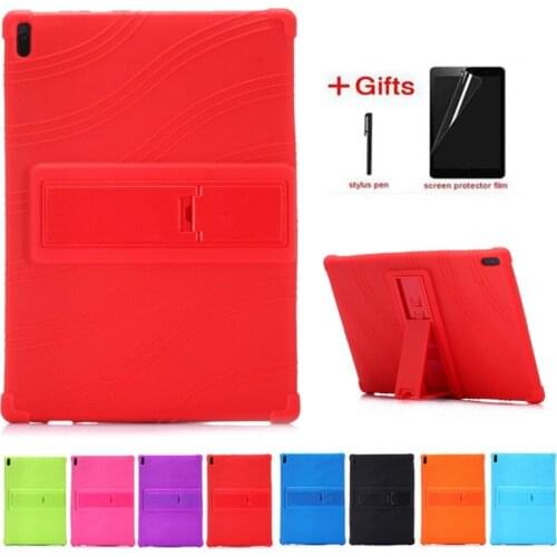 Soft Silicon Case for Lenovo Tab E10 10.1 Tablet Cover Funda TB-X104F TB X104F TB-X104L Folding Full Body Protect Stand+film+pen
