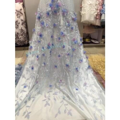 New arrival bridal french lace fabric BZL-17006 nice African lace fabric with 3D flowers for women dress