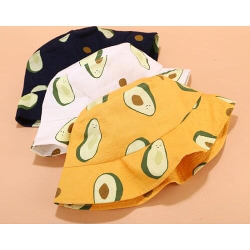 New Avocado Cotton Women Reversible Bucket Hat Hip Hop Printed Fruit Spring Beach Panama Hat Summer Hiking Sun Hat Female Cap