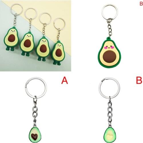 Couples Jewelry Fruit Key Chain Ring Keyring Couple Bag Chain 3D Printed Soft Pottery Avocado Keychain Jewelry
