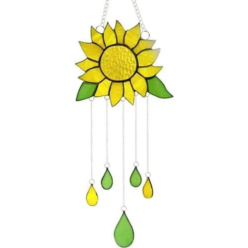 1Pcs Alloy Sunflower Bat Wind Chimes Hanging Ornament Home Outdoor Garden Yard Decoration Sunflower Bat Wind Chimes