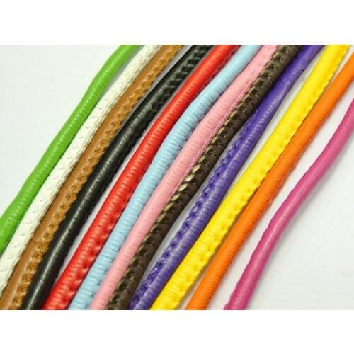 50 meter Stitched Round Soft Synthetic Leather String Jewelry Cord 5mm cord craft decorative rope pathwork accessories DIY