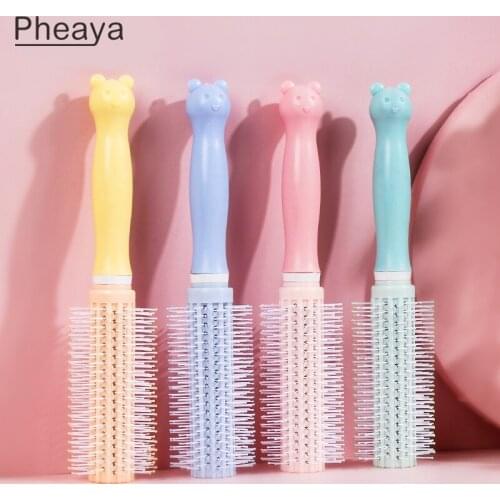 Pheaya Cylinder Curling Comb Hairbrush Women Curling comb Anti-static Princess Comb Massage Reduce Hair Loss Barber Accessories