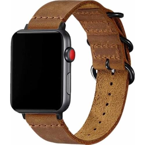 Retro Cowhide Genuine Leather Strap For Apple Watch Band 38 40 42 44mm