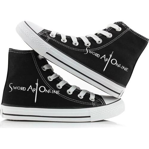 Unisex Anime Sword Art Online SAO Casual Canvas Shoes plimsolls Kirigaya Kazuto Asuna Flat shoes duck shoes Sneakers