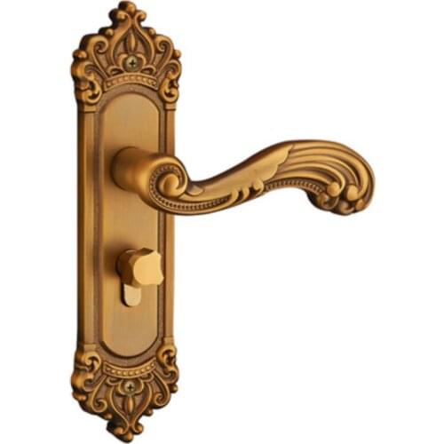 Vintage Mute Room Door Lock Aluminum Alloy Interior Door Handle Lock European style Anti-theft Gate Lock Furniture Hardware