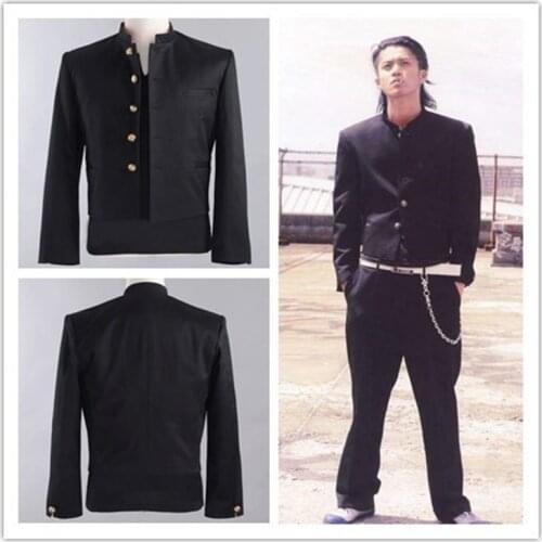 Japanese Mens School Uniform Jacket Coat College Red Collar Tops Crows Kurozu ZERO Oguri Shun Takitani Genji Cosplay