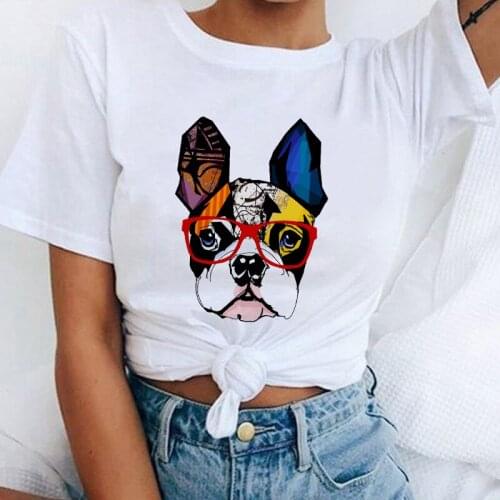 Women T shirt harajuku Cute Bulldog Cartoon Female T-shirt Leisure Ladies Tops Short sleeve streetwear Fashion tshirt femme
