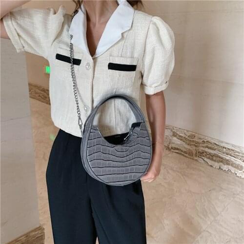 FANTASY 2020 New Special 5 Colors Gray Stone Crocodile Pattern PU Handbags For Women Vintage Saddle Bags Messenger Shoulder Bags