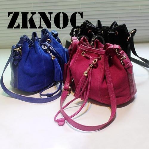 Fashion Women PU Leather Tassel Scrub Handbag Single Shoulder Messenger Bag with zipper Phone little pocket