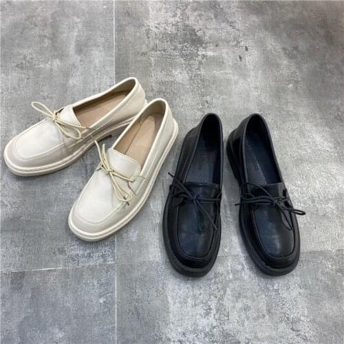 Korean Cord bow-knot oxfords woman flats moccasins derby square toe low heels brogue sneakers smalle leather shoes women loafers