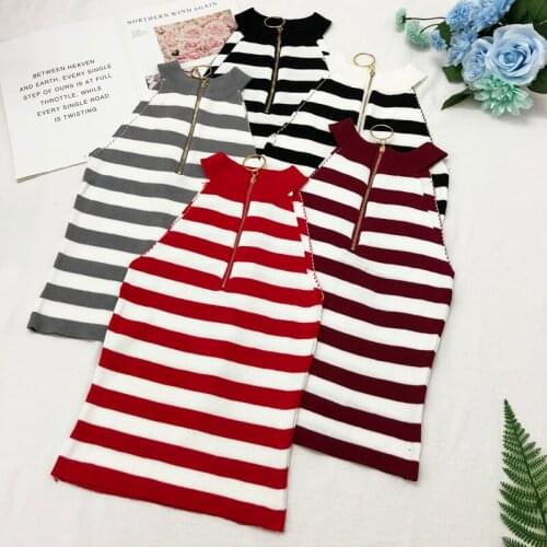 Han edition sexy metal zipper women knitting wears outside ring brief paragraph off-the-shoulder joker vest sleeveless neck rend