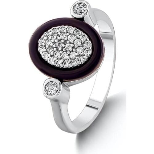 Oval Model Women Ring Silver Black Stone Women Ring Solid 925 Sterling Silver Multi Stone Women Jewelry Wedding Engagement Ring