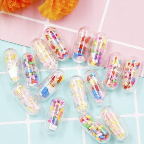 10pcs/bag Mini Capsule Villain Plasticine Mold Slime Container Polymer Clay Charms DIY Mobile Shell Epoxy Materials Accessories