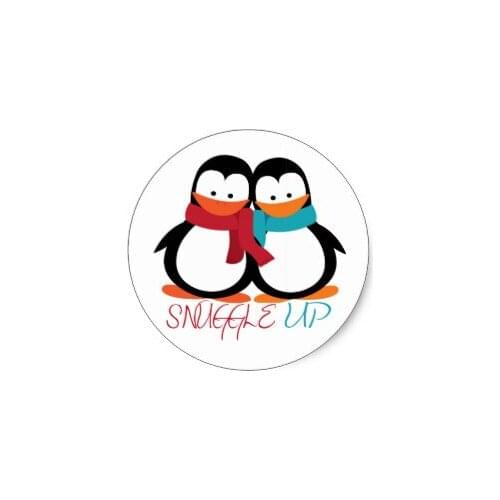3.8cm Christmas Penguin Classic Round Sticker
