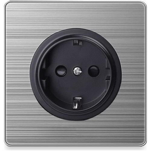 86 type 4 Gang 2 Way Press button home switch Acrylic led brushed stainless steel mirror light point switch France UK socket