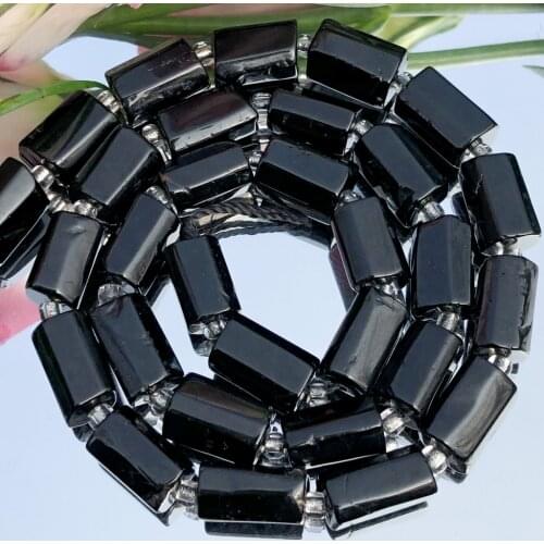 8x11mm Natural Faceted Black Tourmaline Stone Beads Cylinder Loose Spacer Beads For Jewelry Making DIY Bracelet Necklace 7.5"