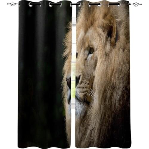 African Animal Lion Window Interior Curtain Valance Door Room Drape for Kitchen Living Room Bedroom Decoration Curtains
