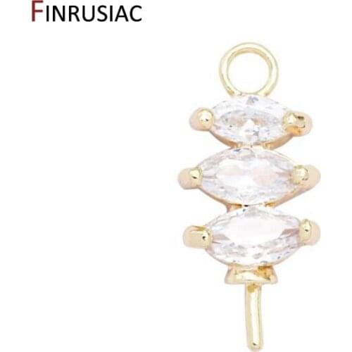 Korean Jewelry Making Accessories Findings Crafts 14K Gold Plated Zircon Pearl Holder Pendant DIY Earrings Necklaces Fittings
