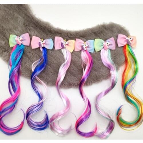 Hair Accessories Gradient Colorful Unicorn Wigs Hair Clips for Girls Princess Headwear Girls Birthday Gift Cute Pink Hair Clip