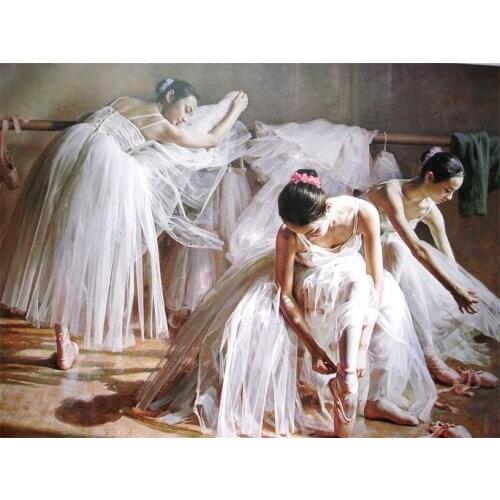 Large Size Single Wall Free shipping Ballet dancing three girls printed oil painting WK-- (422)for living room