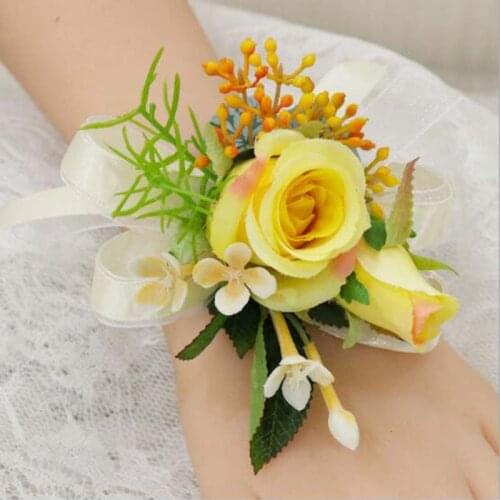 DIY 12Pcs/Lot High-quality bridesmaid wrist flowers Bridesmaids decorate wrist flowers Party ceremony ladies wrist flowers