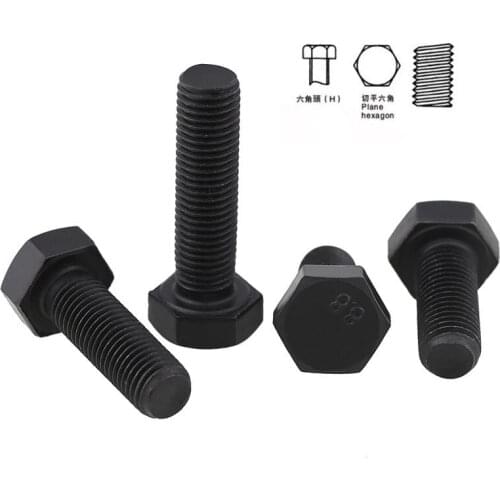 Gb5785 spot 8.8 fine tooth external hexagon screw black external hexagon young tooth bolt screw m8-m12 20PCS