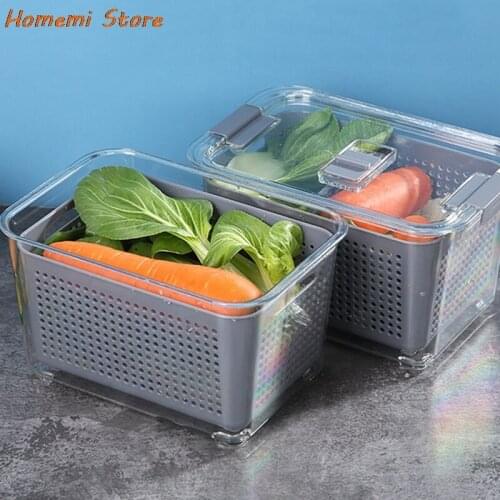 Refrigerator Food Storage Containers With Lid Kitchen Separate Freezer Seal Bin For Vegetable Fruit Meat Fresh Box Organizer