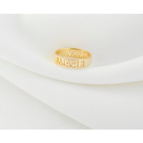 Custom Personalized Any Name Letters Roman Numerals Date Coordinates Rings For Women Men Stainless Steel Jewelry Birthday Gift