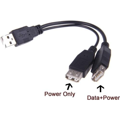 Jimier USB2.0 Data Power Cable USB 2.0 A Male to Dual Data USB 2.0 A Female + Power Cable USB 2.0 A Female Extension Cable 20cm