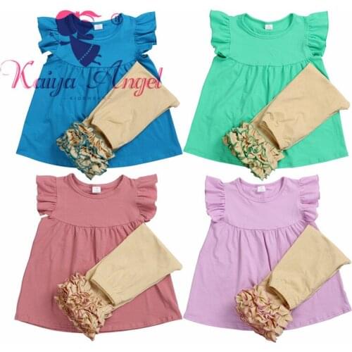 Kaiya Angel Toddler Kids Boutique Clothes Wholesale Fall Summer Children Clothing Pajamas Tracksuit For Girls Clothes Set